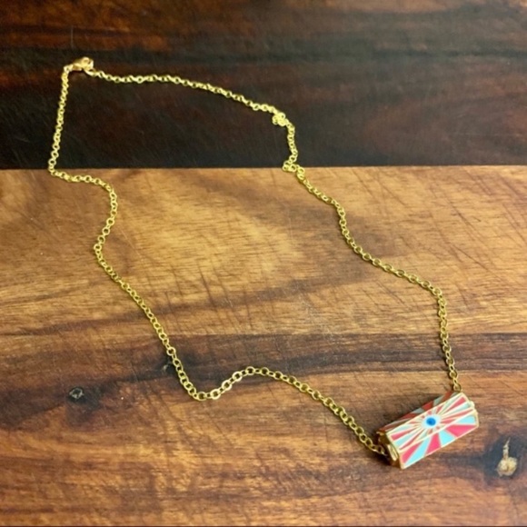 Evil Eye Charm Necklace in Pink Blue and Gold 18k GF Chain - Picture 3 of 6